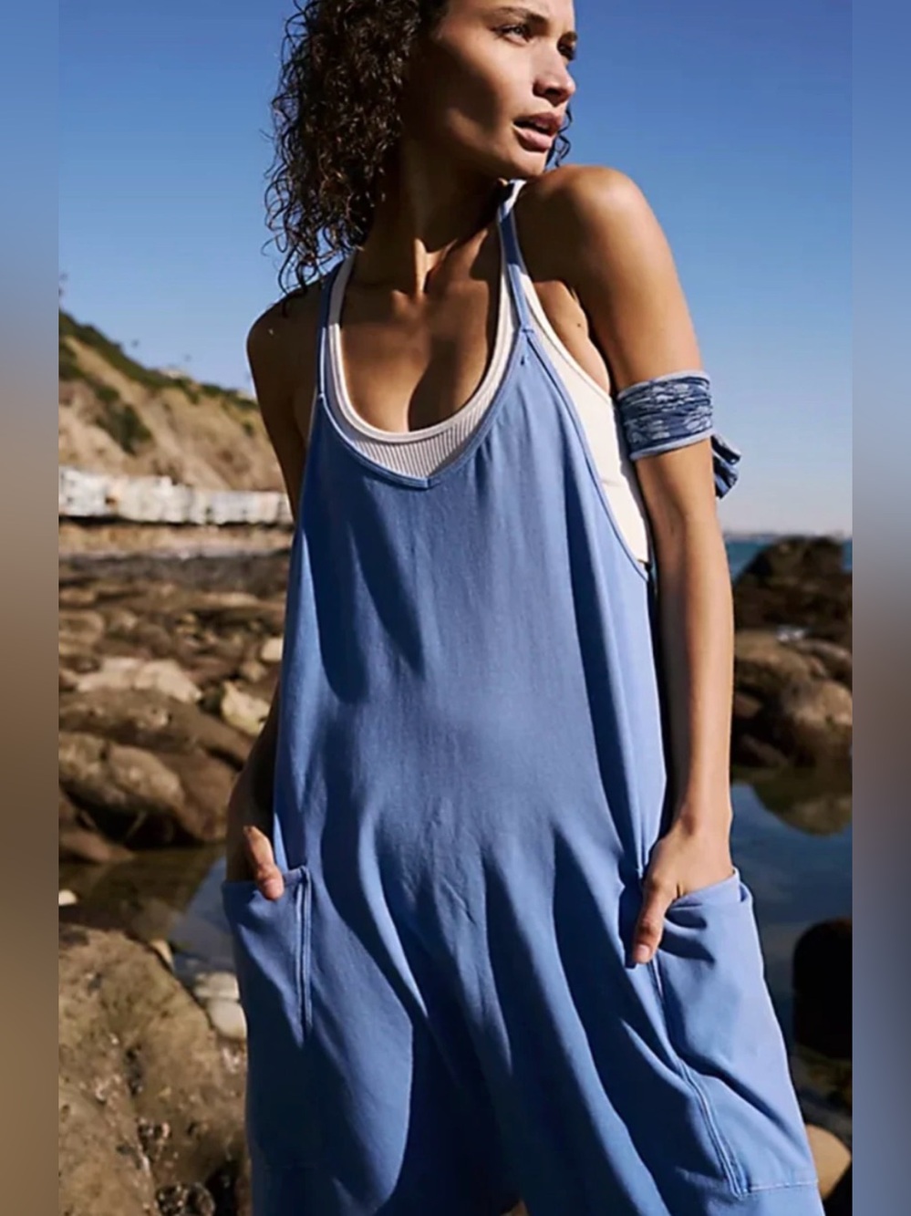 NWT Free People Hot Shot Onsie in Riviera Blue - Size Large